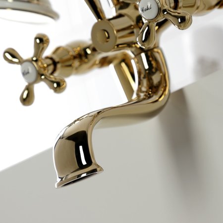 Kingston Brass KS227PB Deck Mount Clawfoot Tub Faucet with Hand Shower, Polished Brass KS227PB